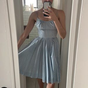 VINTAGE 1950’s white blue striped summer dress